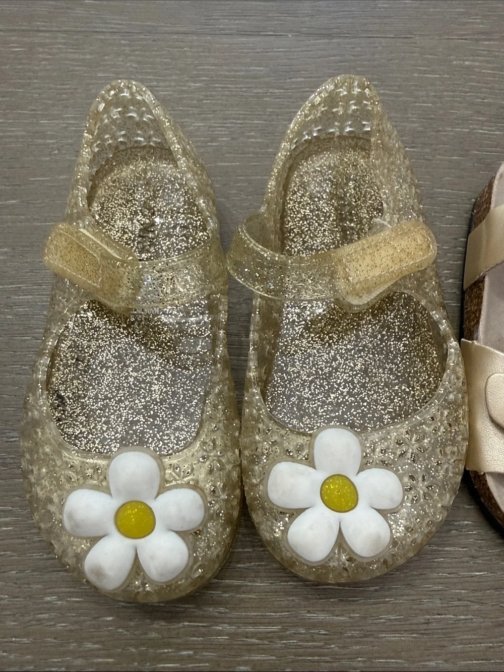 2 pairs of Old Navy Shoes - Gold Glitter Jelly and Metallic Gold Sandals